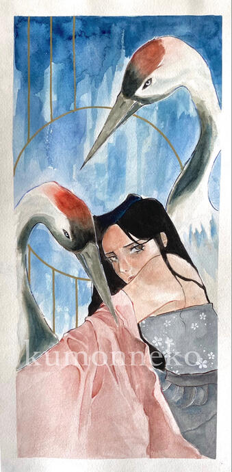 《鹤》Watercolour on paper